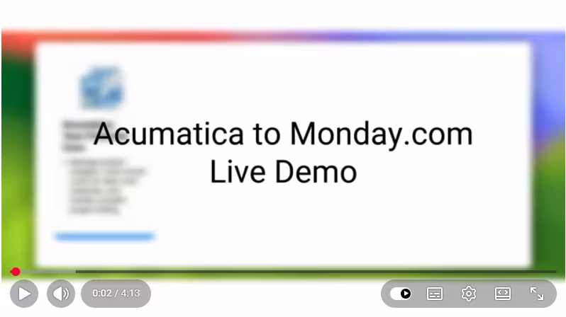 Acumatica to monday.com Technical Integration Demo